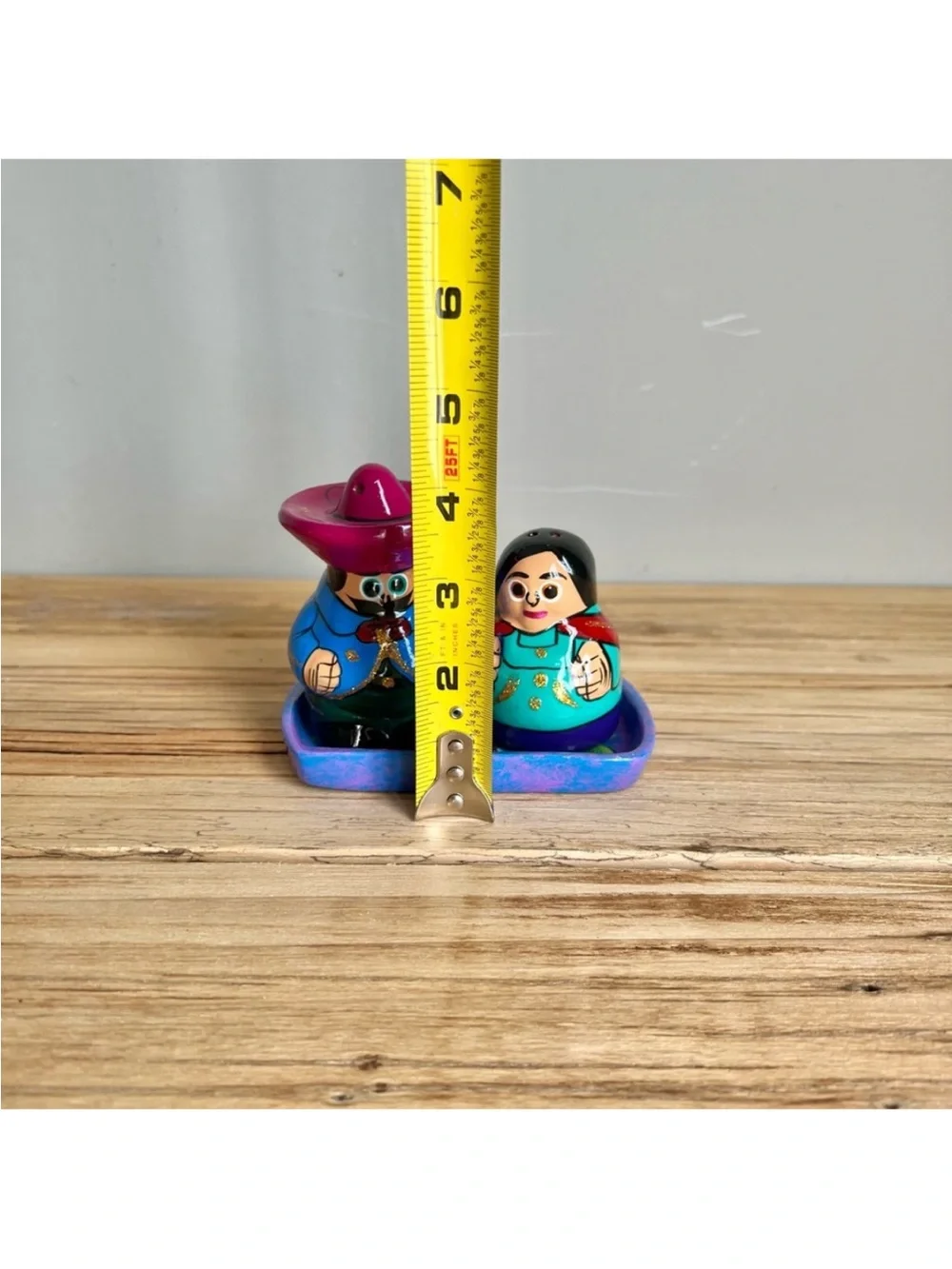 Mexican Pottery Salt And Pepper Shakers With Under Plate